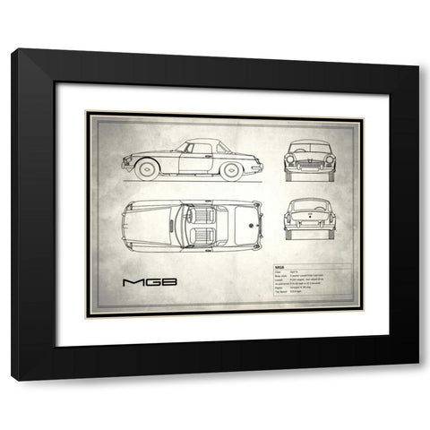 MG MGB White Black Modern Wood Framed Art Print with Double Matting by Rogan, Mark
