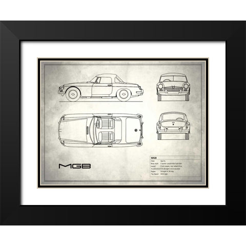 MG MGB White Black Modern Wood Framed Art Print with Double Matting by Rogan, Mark