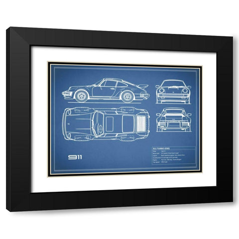 Porsche 911-Turbo 1977 Red Black Modern Wood Framed Art Print with Double Matting by Rogan, Mark