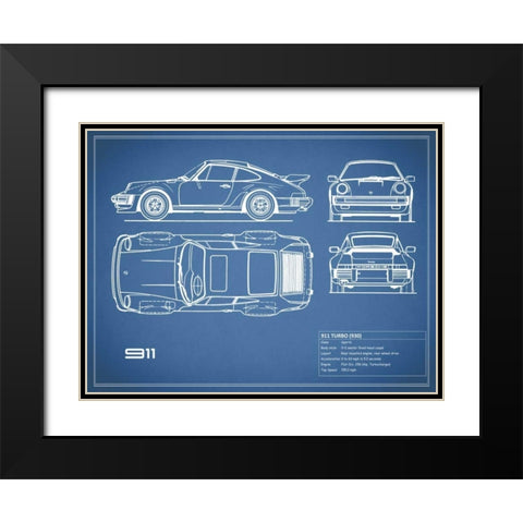 Porsche 911-Turbo 1977 Red Black Modern Wood Framed Art Print with Double Matting by Rogan, Mark