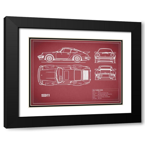 Porsche 911-Turbo 1977 White Black Modern Wood Framed Art Print with Double Matting by Rogan, Mark