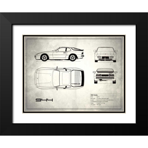 Porsche 944 Turbo White Black Modern Wood Framed Art Print with Double Matting by Rogan, Mark