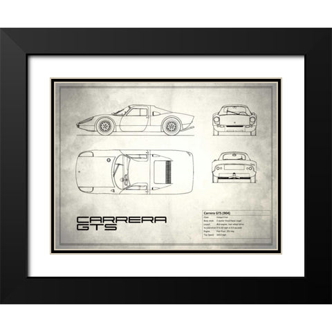 Porsche Carrera GTS White Black Modern Wood Framed Art Print with Double Matting by Rogan, Mark