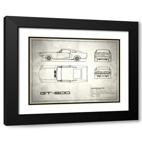 Shelby Mustang GT500 White Black Modern Wood Framed Art Print with Double Matting by Rogan, Mark
