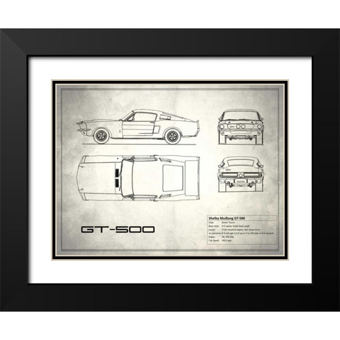 Shelby Mustang GT500 White Black Modern Wood Framed Art Print with Double Matting by Rogan, Mark