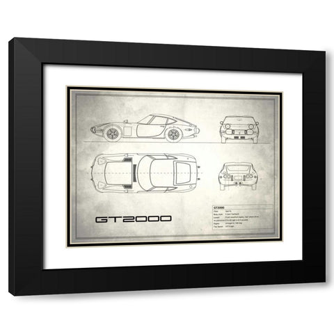 Toyota GT2000 White Black Modern Wood Framed Art Print with Double Matting by Rogan, Mark