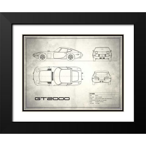 Toyota GT2000 White Black Modern Wood Framed Art Print with Double Matting by Rogan, Mark