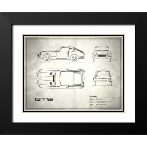 Triumph GT6 Mk1 Black Modern Wood Framed Art Print with Double Matting by Rogan, Mark