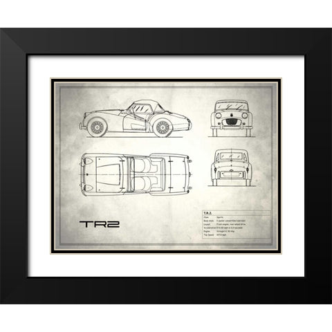 Triumph TR2 White Black Modern Wood Framed Art Print with Double Matting by Rogan, Mark