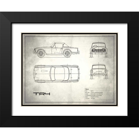 Triumph TR4 White Black Modern Wood Framed Art Print with Double Matting by Rogan, Mark