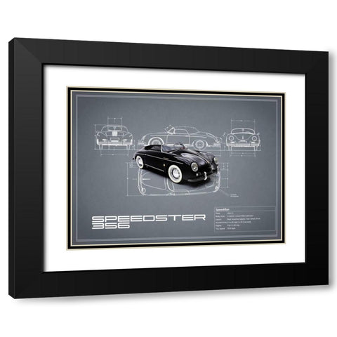 Porsche Speedster 1959 White Black Modern Wood Framed Art Print with Double Matting by Rogan, Mark