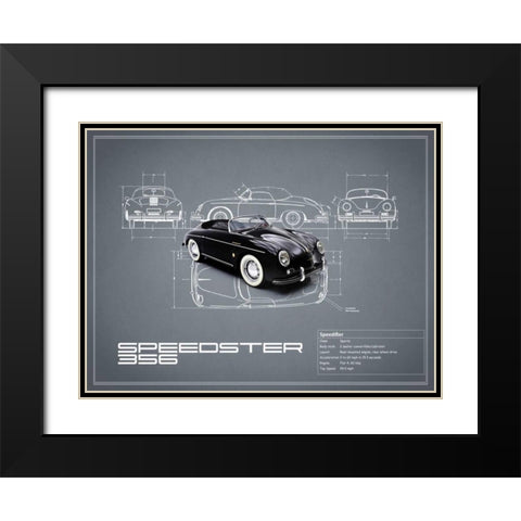 Porsche Speedster 1959 White Black Modern Wood Framed Art Print with Double Matting by Rogan, Mark