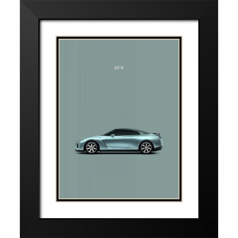 Nissan GT-R Black Modern Wood Framed Art Print with Double Matting by Rogan, Mark