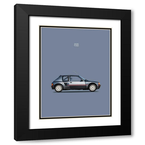 Peugeot 205 Turbo 1984 Black Modern Wood Framed Art Print with Double Matting by Rogan, Mark
