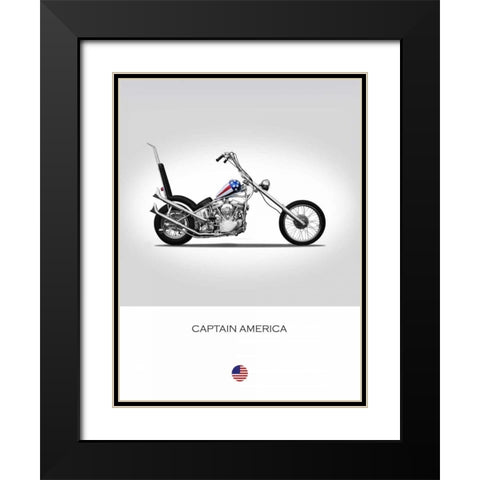 Harley Davidson Captain Americ Black Modern Wood Framed Art Print with Double Matting by Rogan, Mark