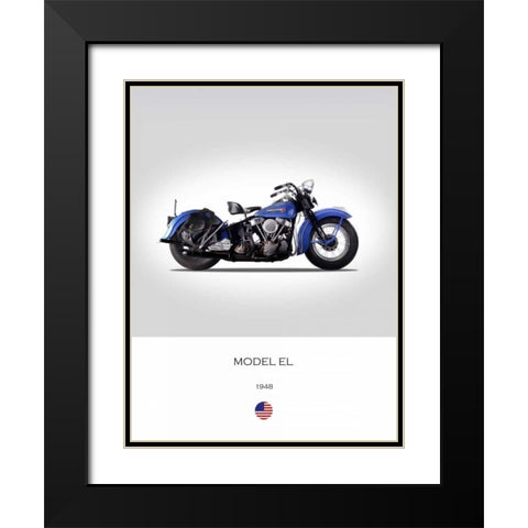 Harley Davidson Model EL 1948 Black Modern Wood Framed Art Print with Double Matting by Rogan, Mark
