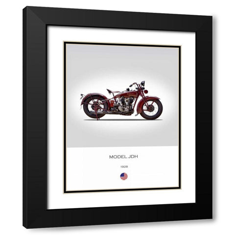 Harley Davidson Model JDH 1928 Black Modern Wood Framed Art Print with Double Matting by Rogan, Mark