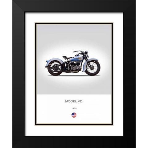 Harley Davidson Model VD 1935 Black Modern Wood Framed Art Print with Double Matting by Rogan, Mark