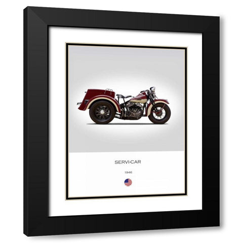 Harley Davidson Servi Car 1946 Black Modern Wood Framed Art Print with Double Matting by Rogan, Mark