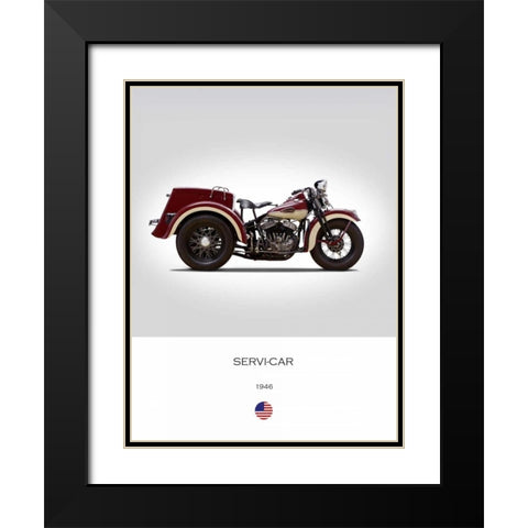 Harley Davidson Servi Car 1946 Black Modern Wood Framed Art Print with Double Matting by Rogan, Mark