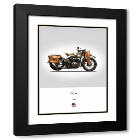 Harley Davidson WLA 1942 Black Modern Wood Framed Art Print with Double Matting by Rogan, Mark