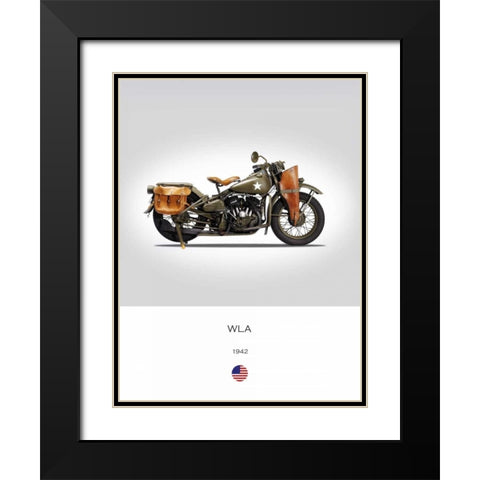 Harley Davidson WLA 1942 Black Modern Wood Framed Art Print with Double Matting by Rogan, Mark
