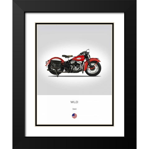 Harley Davidson WLD 1941 Black Modern Wood Framed Art Print with Double Matting by Rogan, Mark