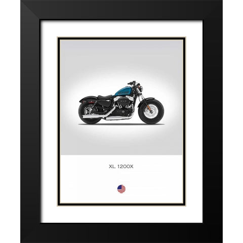 Harley Davidson XL 1200X Forty Black Modern Wood Framed Art Print with Double Matting by Rogan, Mark