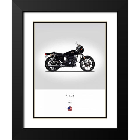 Harley Davidson XLCR 1977 Black Modern Wood Framed Art Print with Double Matting by Rogan, Mark