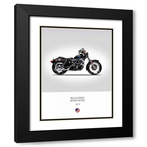 Harley Davidson XLH1000 Sports Black Modern Wood Framed Art Print with Double Matting by Rogan, Mark