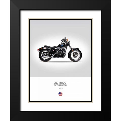 Harley Davidson XLH1000 Sports Black Modern Wood Framed Art Print with Double Matting by Rogan, Mark