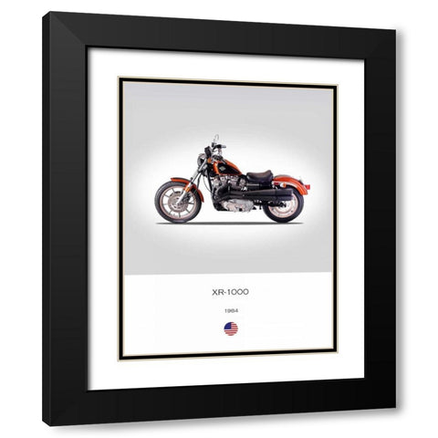 Harley Davidson XR 1000 1984 Black Modern Wood Framed Art Print with Double Matting by Rogan, Mark