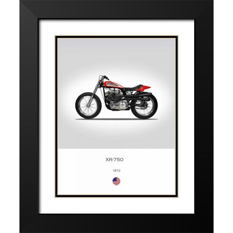 Harley Davidson XR 750 1972 Black Modern Wood Framed Art Print with Double Matting by Rogan, Mark