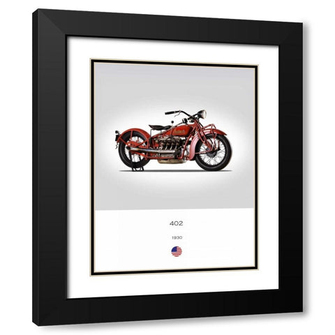 Indian 402 1930 Black Modern Wood Framed Art Print with Double Matting by Rogan, Mark