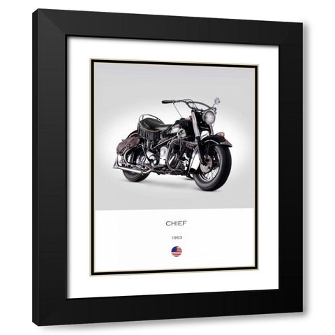 Indian Chief RoadMaster 1953 Black Modern Wood Framed Art Print with Double Matting by Rogan, Mark
