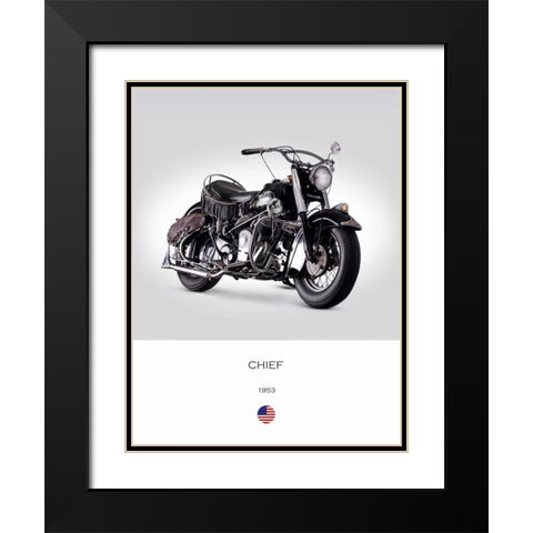 Indian Chief RoadMaster 1953 Black Modern Wood Framed Art Print with Double Matting by Rogan, Mark
