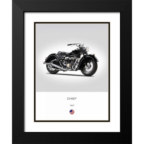 Indian Chief Type 347 1947 Black Modern Wood Framed Art Print with Double Matting by Rogan, Mark