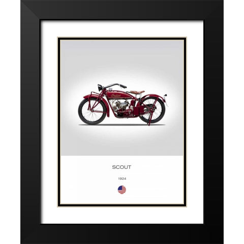 Indian Scout 1924 Black Modern Wood Framed Art Print with Double Matting by Rogan, Mark