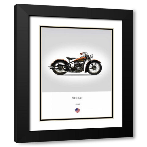 Indian Scout 1938 Black Modern Wood Framed Art Print with Double Matting by Rogan, Mark