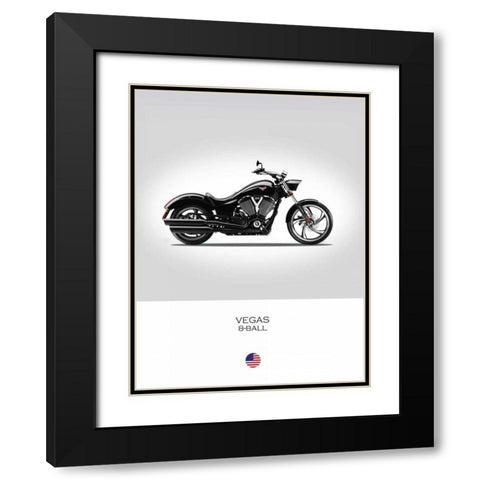 Victory Vegas 8 Ball Black Modern Wood Framed Art Print with Double Matting by Rogan, Mark