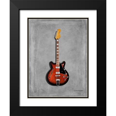 Fender Coronado Black Modern Wood Framed Art Print with Double Matting by Rogan, Mark