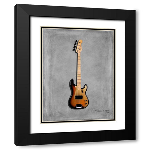 Fender Precision Bass 58 Black Modern Wood Framed Art Print with Double Matting by Rogan, Mark