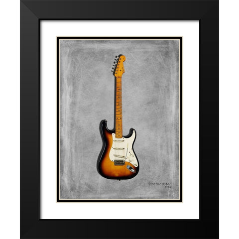 Fender Stratocaster 54 Black Modern Wood Framed Art Print with Double Matting by Rogan, Mark