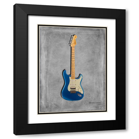 Fender Stratocaster 57 Black Modern Wood Framed Art Print with Double Matting by Rogan, Mark