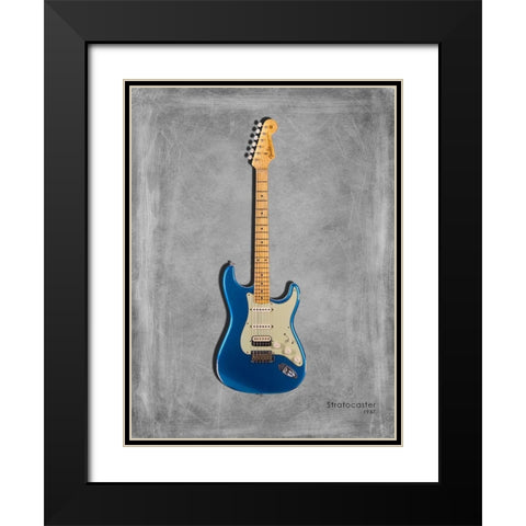Fender Stratocaster 57 Black Modern Wood Framed Art Print with Double Matting by Rogan, Mark