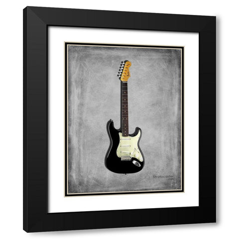 Fender Stratocaster 59 Black Modern Wood Framed Art Print with Double Matting by Rogan, Mark