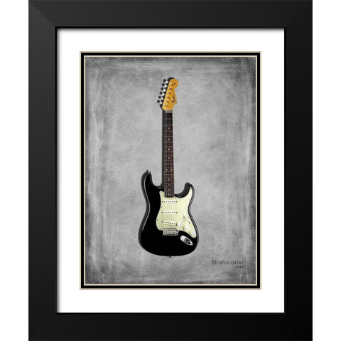 Fender Stratocaster 59 Black Modern Wood Framed Art Print with Double Matting by Rogan, Mark