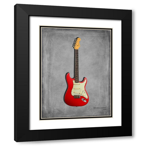 Fender Stratocaster 63 Black Modern Wood Framed Art Print with Double Matting by Rogan, Mark