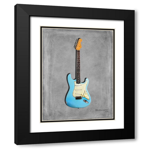 Fender Stratocaster 64 Black Modern Wood Framed Art Print with Double Matting by Rogan, Mark