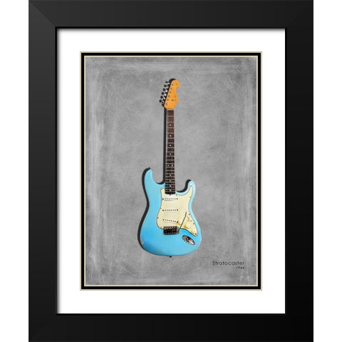 Fender Stratocaster 64 Black Modern Wood Framed Art Print with Double Matting by Rogan, Mark
